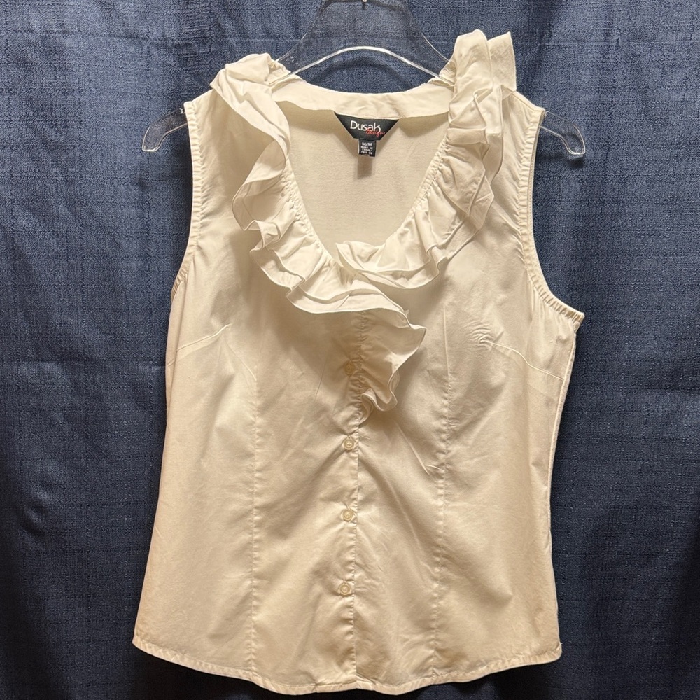 DUSAK DESIGN White Ruffle Sleeveless Blouse